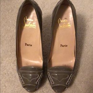 Christian Louboutin Grey peep toe patent leather